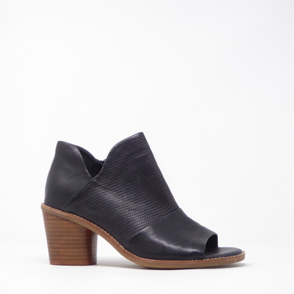 Sofft Womens Molly Open Toe Booties Black Leather Block Heel 6.5M